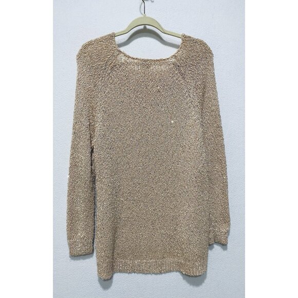 Chicos Sweater Womens Large Pink Sequin Shine Claire Pullover Sparkly Holiday - Picture 3 of 7